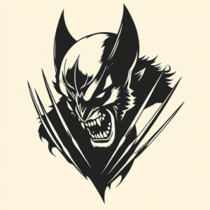 Negative Space Wolverine Tattoo