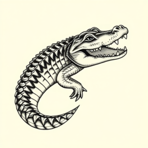 Neo-Japanese Alligator Tattoo