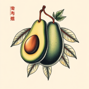 Neo-Japanese Avocado Tattoo