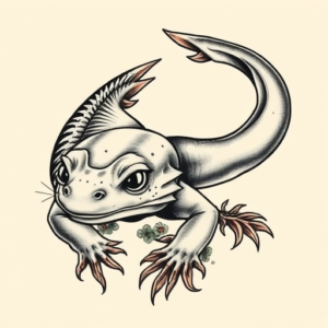Neo-Japanese Axolotl Tattoo