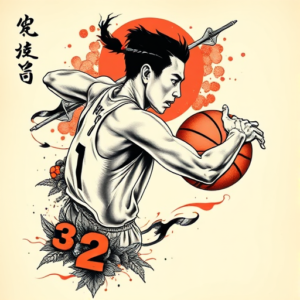 Neo-Japanese Basketball Tattoo