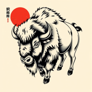 Neo-Japanese Bison Tattoo
