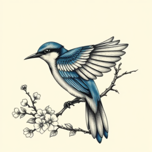 Neo-Japanese Bluebird Tattoo