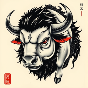 Neo-Japanese Buffalo Tattoo