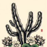 Neo-Japanese Cactus Tattoo