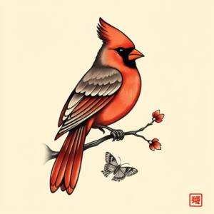 Neo-Japanese Cardinal Tattoo