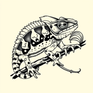 Neo-Japanese Chameleon Tattoo