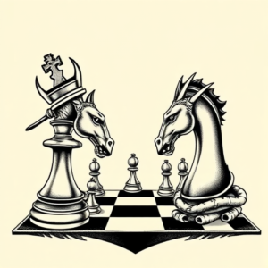 Neo-Japanese Chess Tattoo