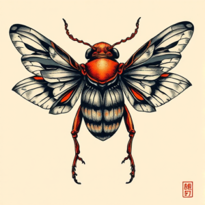 Neo-Japanese Cicada Tattoo