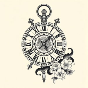 Neo-Japanese Clock Tattoo