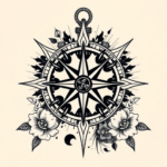 Neo-Japanese Compass Tattoo