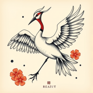 Neo-Japanese Crane Tattoo