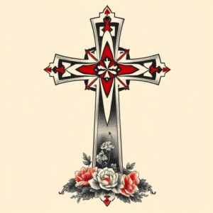 Neo-Japanese Cross Tattoo