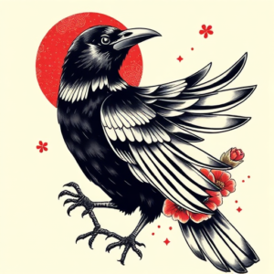 Neo-Japanese Crow Tattoo