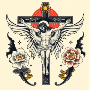 Neo-Japanese Crucifix Tattoo