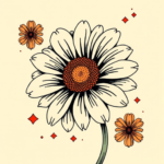 Neo-Japanese Daisy Tattoo