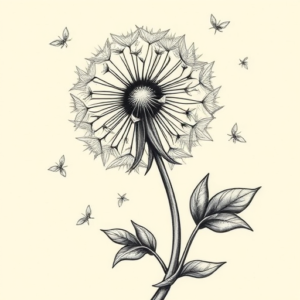 Neo-Japanese Dandelion Tattoo