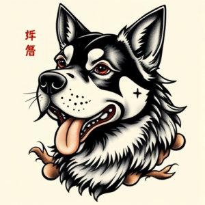 Neo-Japanese Dog Tattoo