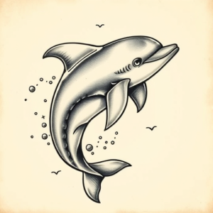 Neo-Japanese Dolphin Tattoo