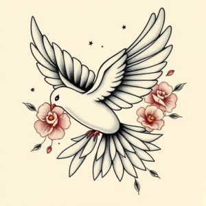 Neo-Japanese Dove Tattoo