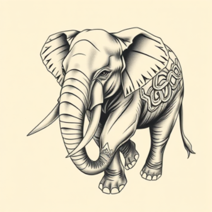 Neo-Japanese Elephant Tattoo
