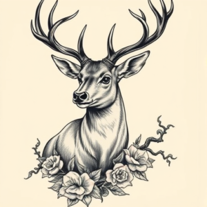 Neo-Japanese Elk Tattoo