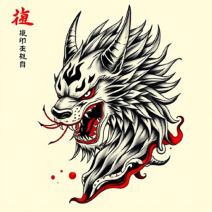 Neo-Japanese Fenrir Tattoo