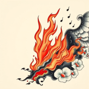 Neo-Japanese Fire Tattoo