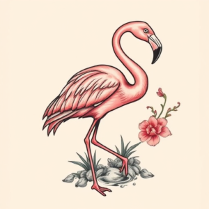 Neo-Japanese Flamingo Tattoo