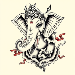 Neo-Japanese Ganesha Tattoo
