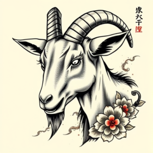 Neo-Japanese Goat Tattoo