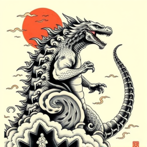 Neo-Japanese Godzilla Tattoo