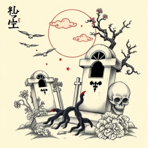 Neo-Japanese Graveyard Tattoo