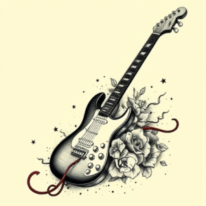 Neo-Japanese Guitar Tattoo