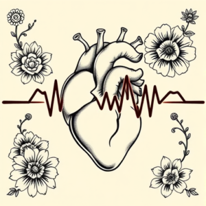 Neo-Japanese Heartbeat Tattoo