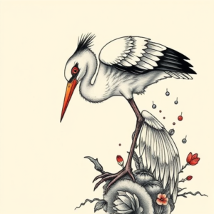 Neo-Japanese Heron Tattoo