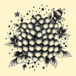 Neo-Japanese Honeycomb Tattoo