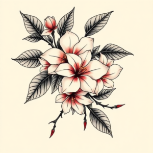 Neo-Japanese Honeysuckle Tattoo