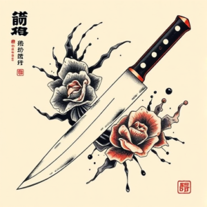 Neo-Japanese Knife Tattoo