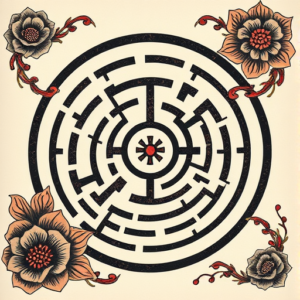 Neo-Japanese Labyrinth Tattoo