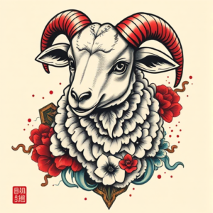Neo-Japanese Lamb Tattoo