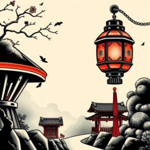 Neo-Japanese Lantern Tattoo