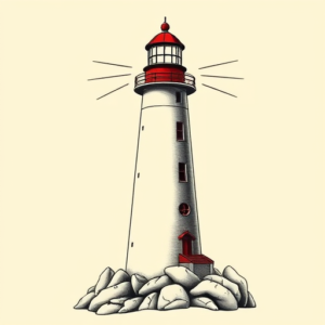 Neo-Japanese Lighthouse Tattoo