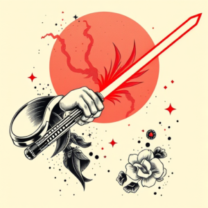Neo-Japanese Lightsaber Tattoo