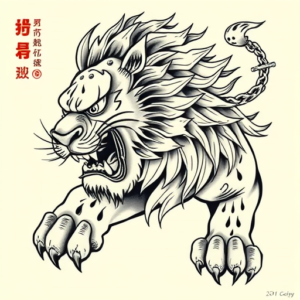Neo-Japanese Lion Tattoo