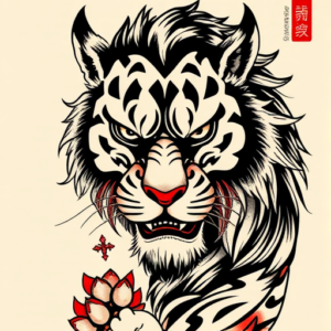Neo-Japanese Lioness Tattoo