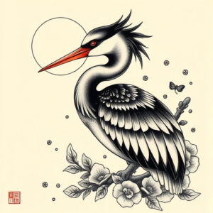 Neo-Japanese Loon Tattoo