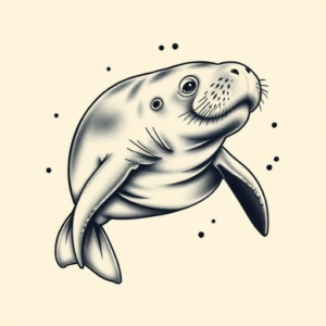 Neo-Japanese Manatee Tattoo