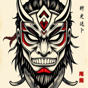 Neo-Japanese Mask Tattoo