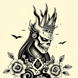 Neo-Japanese Mictlantecuhtli Tattoo